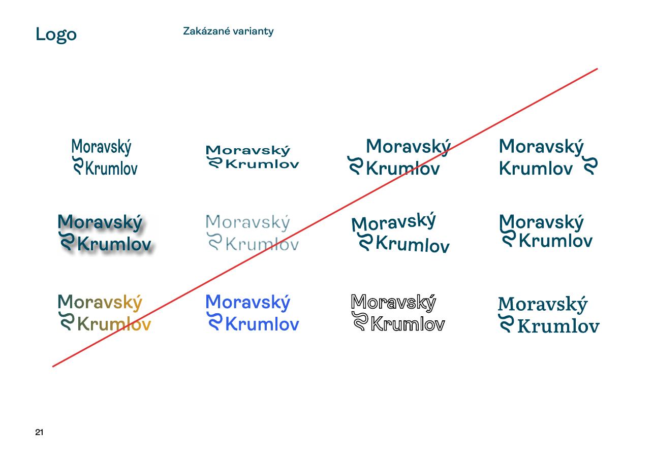 Strana 21 manuálu — přehled zakázaných variant loga